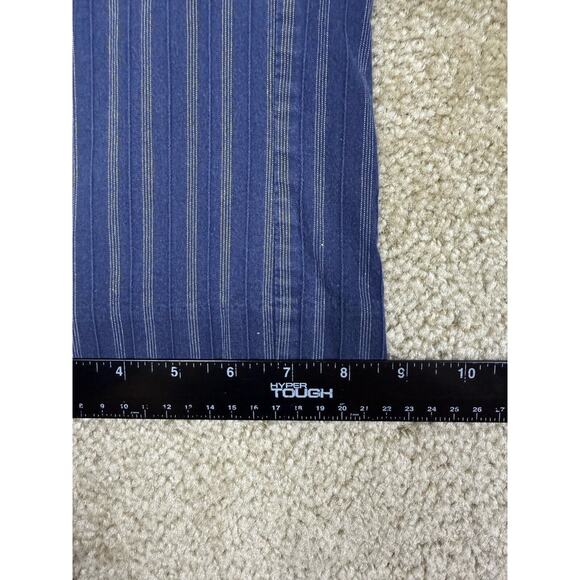 New York & Company Blue Stripe Capris Sz 10 Flap Pocket Straight Leg Cotton B139 - Picture 11 of 12